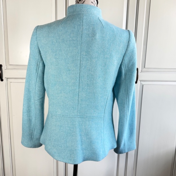 Talbot's Robin Egg Blue Wool Band-Collar Jacket Size 10 - Picture 3 of 5